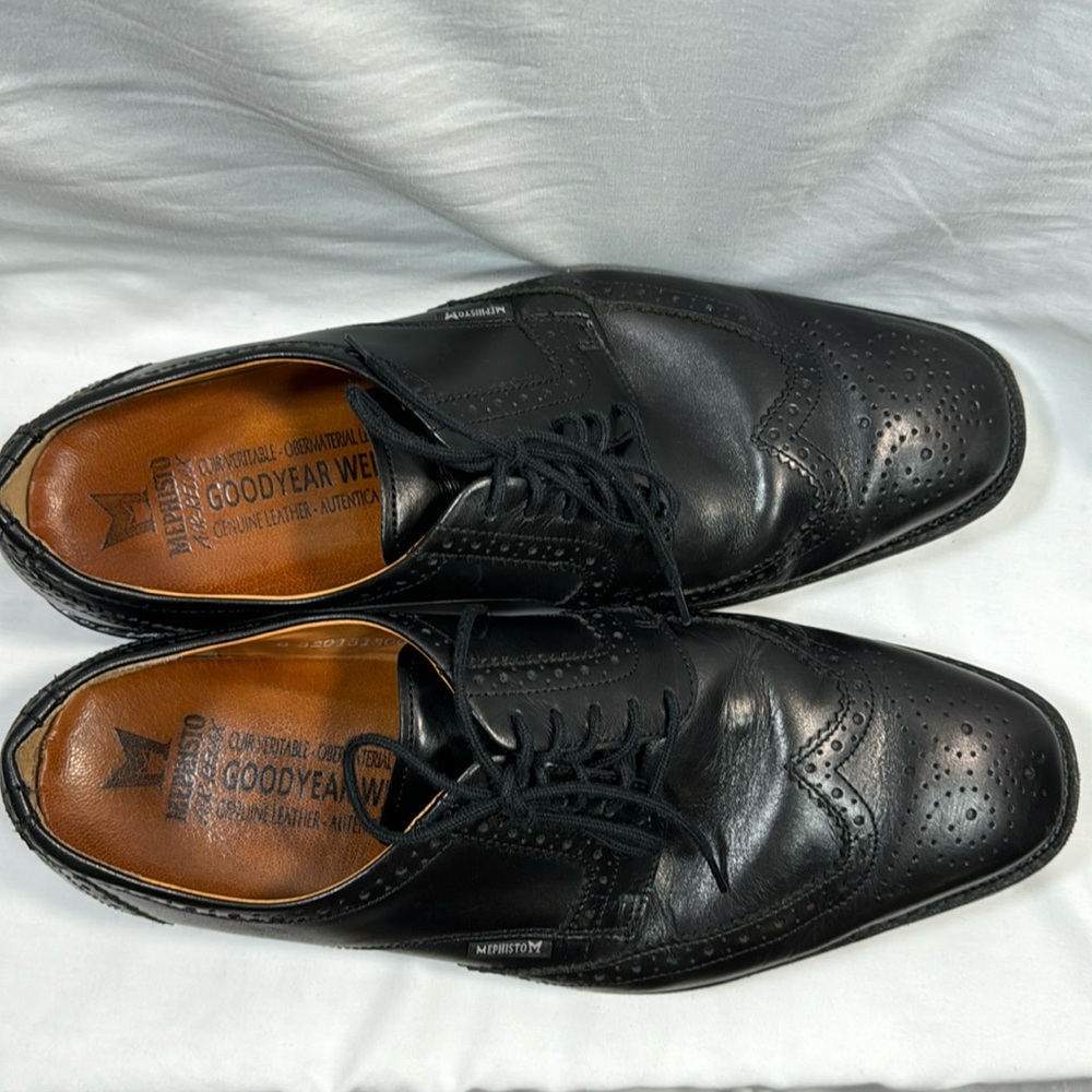 Mephisto Air-Relax Goodyear Welt Men’s Black Leather Oxford Shoes Size 11 1/2